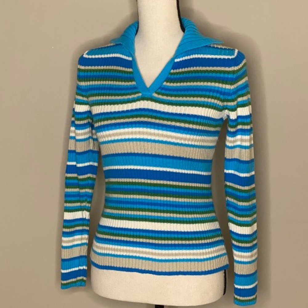 Villager Liz Claiborne Cowl V-Neck Sweater Vintage Y2K
